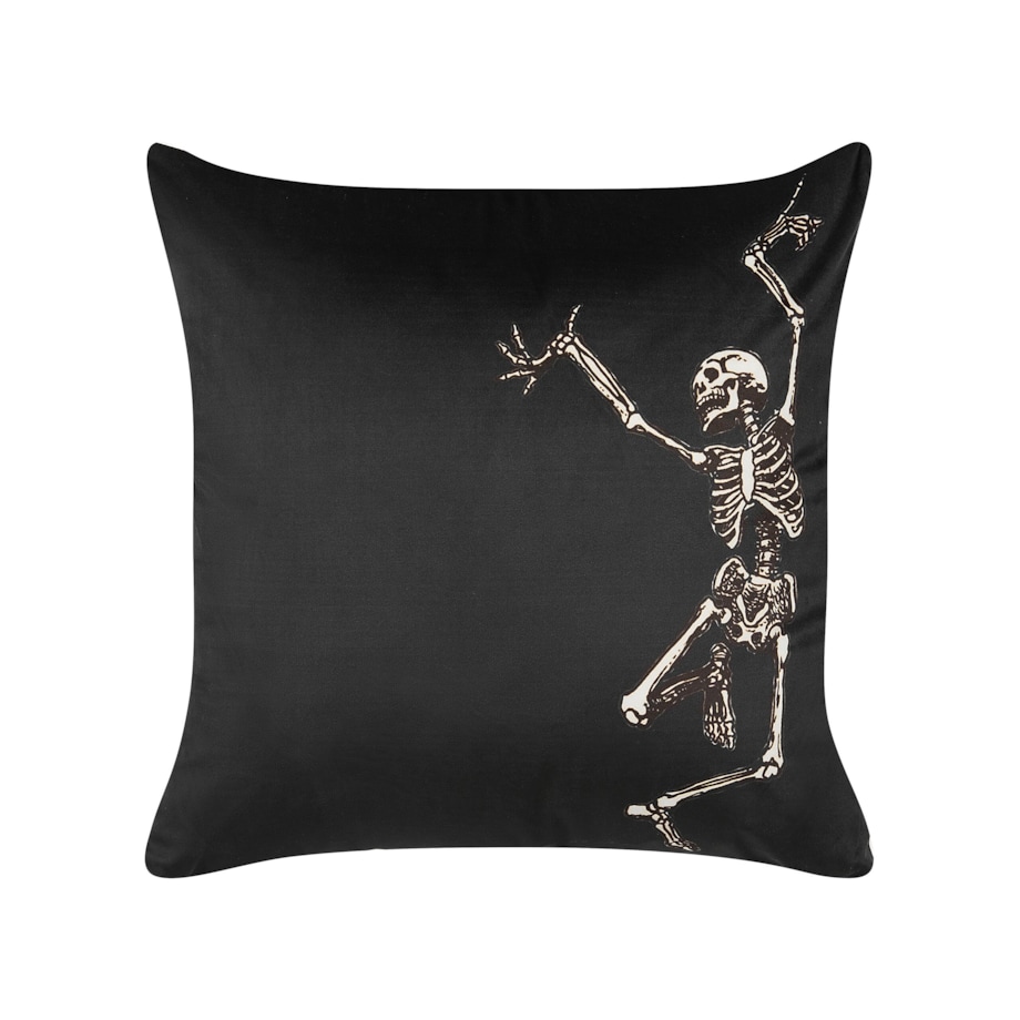 2 welurowe poduszki dekoracyjne z motywem w szkielety 45 x 45 cm czarne MEDVES