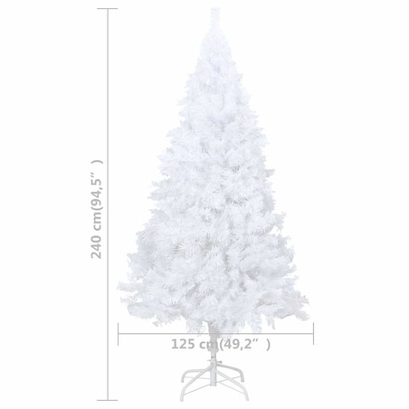 vidaXL Sztuczna choinka z lampkami i bombkami, biała, 240 cm