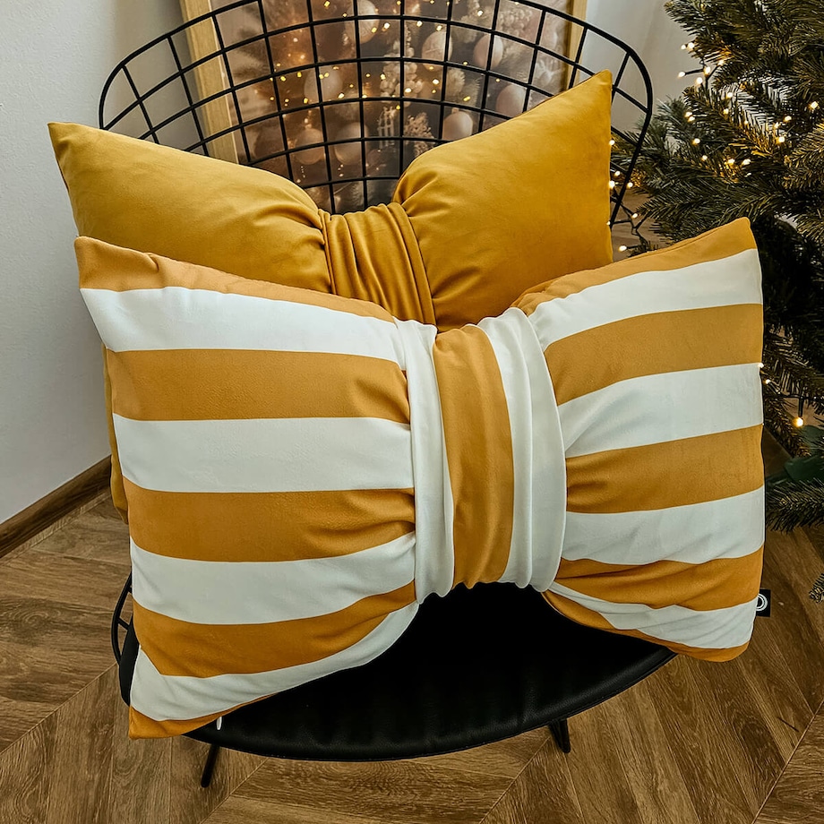 Poduszka XMAS wzór XM46 | Kokarda musztardowa 40 x 60 cm