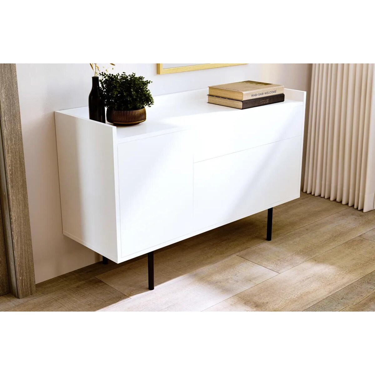 Biała komoda na metalowych nóżkach Skandica BOHEMIA