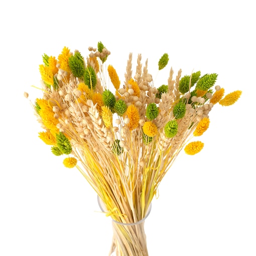 Bukiet suszonych kwiatów Yellow&Green - pszenica, len , phalaris