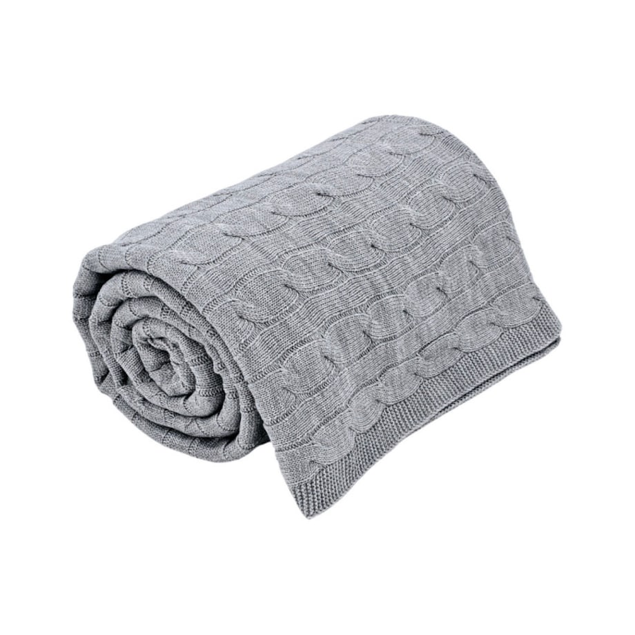 Koc dzianinowy kaszmir 150x200 cm – VERONA POPIEL