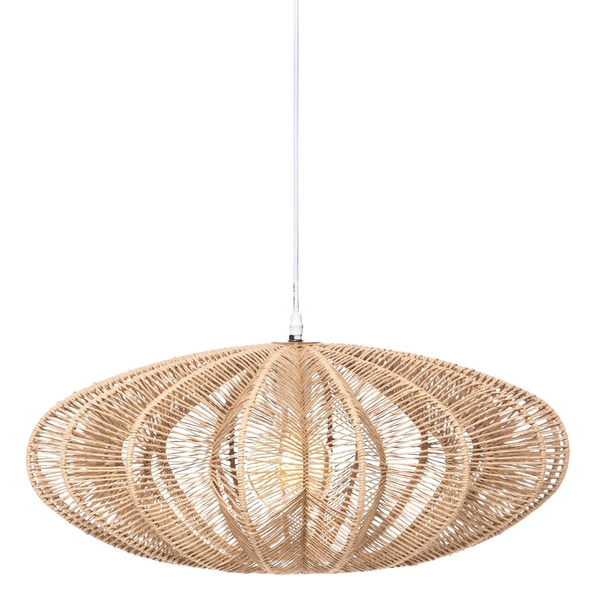 Lampa wisząca plecionka Tery, Ø 57 cm, kolor beżowy, metal