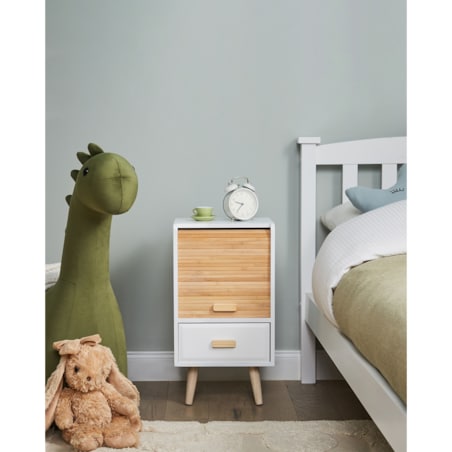 Drewniana szafka nocna biała NESIKA