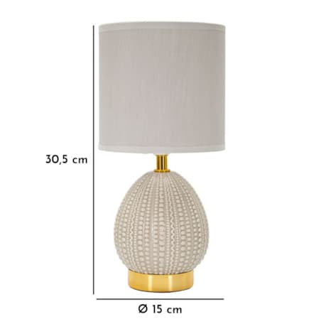 Lampa stołowa Flavi, kolor szary, ceramika, żelazo i tkanina, 15 x 15 x 30,5 cm, 1 x E14, do salonu i sypialni, Mauro Ferretti