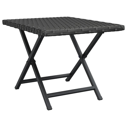 vidaXL Składany stolik, czarny, 45x35x32 cm, polirattan