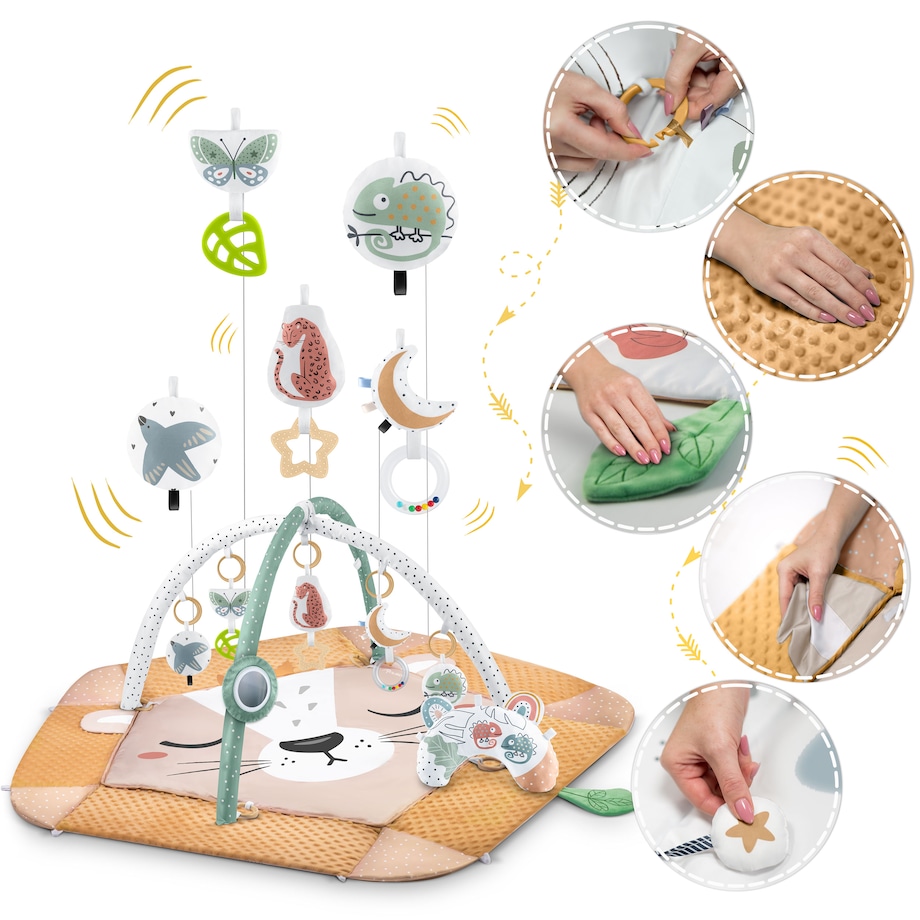 Mata edukacyjna interaktywna Lew dla niemowląt dwustronna składana XXL 5w1 Nukido