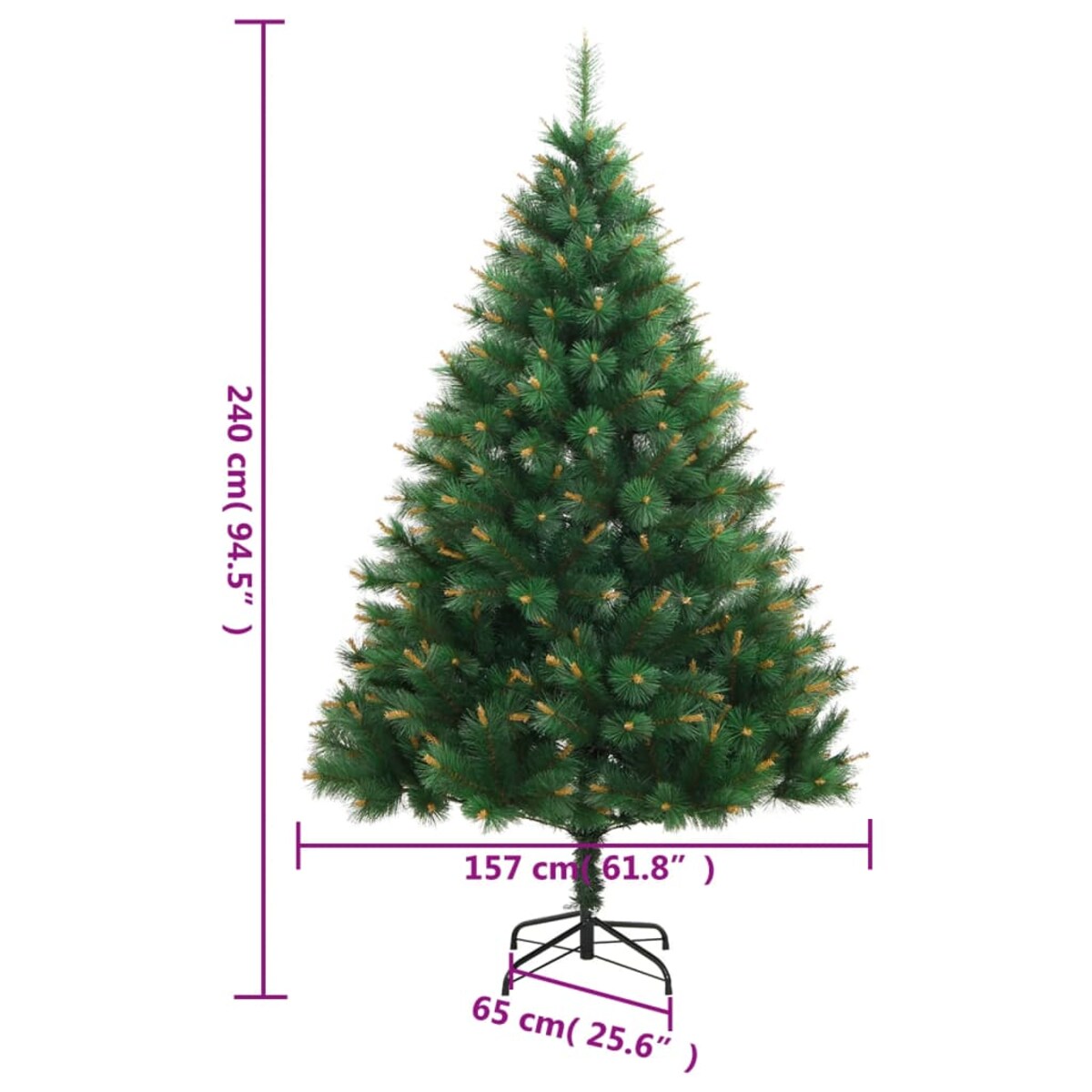 vidaXL Sztuczna choinka zawiasowa ze stojakiem, 240 cm
