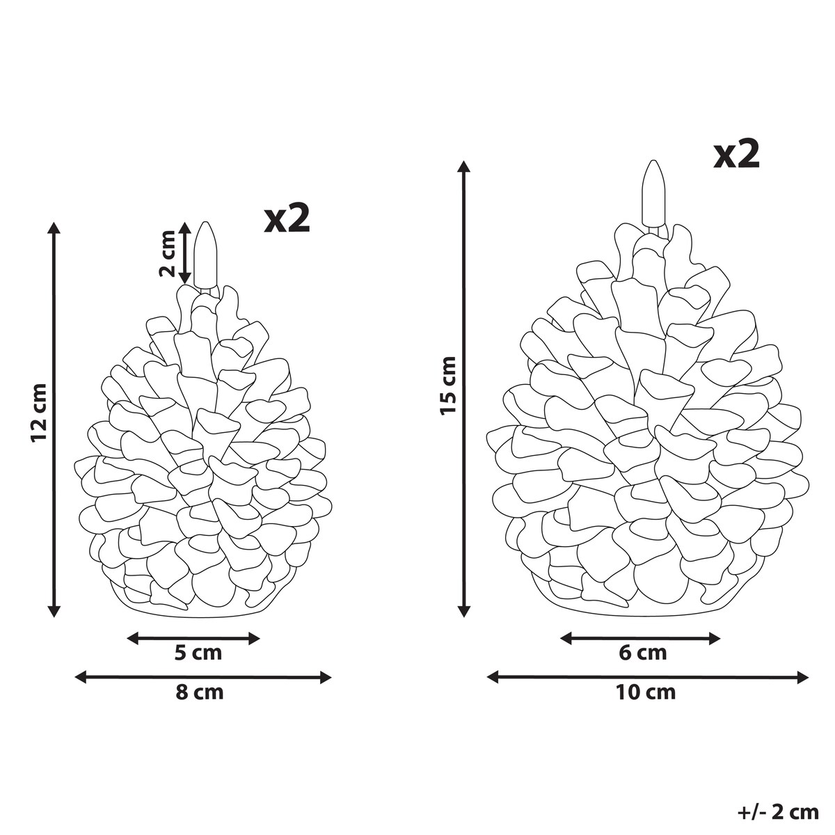 Zestaw 4 świec LED IVRESSE Szyszka 15/12 cm Brązowy