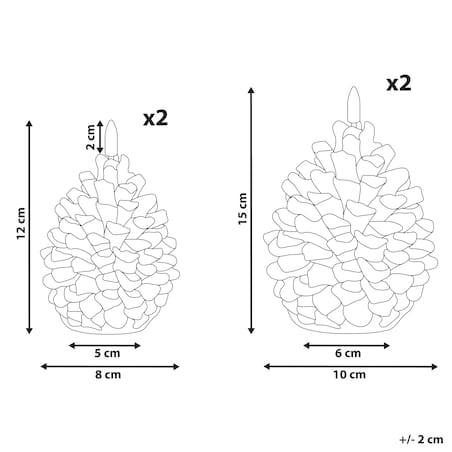 Zestaw 4 świec LED IVRESSE Szyszka 15/12 cm Brązowy