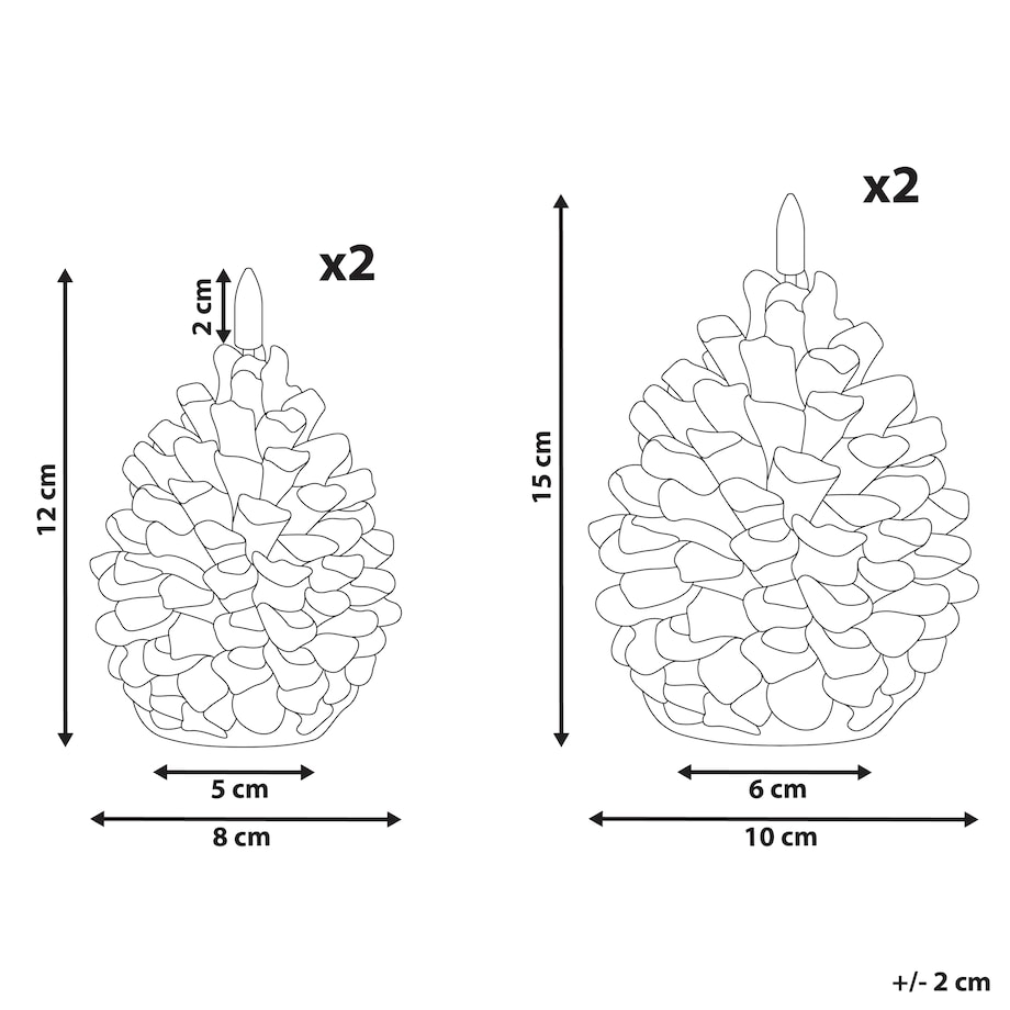 Zestaw 4 świec LED IVRESSE Szyszka 15/12 cm Brązowy