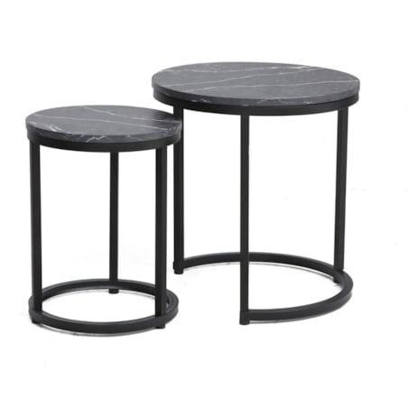 Zestaw 2 ław HOLA czarny marmur/czarny