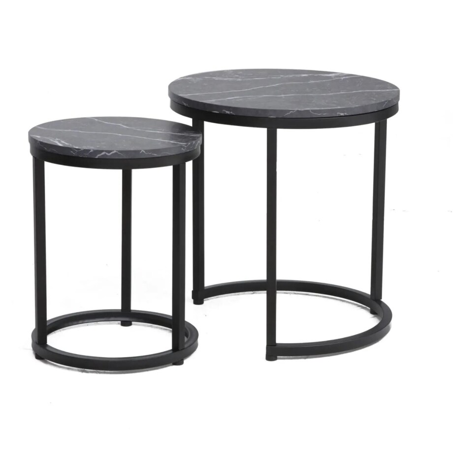 Zestaw 2 ław HOLA czarny marmur/czarny