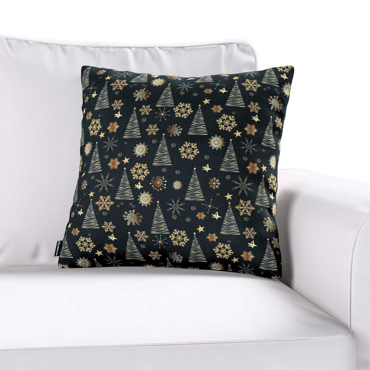 Poszewka Kinga na poduszkę 43x43 złoty wzór na czarnym tle