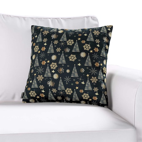 Poszewka Kinga na poduszkę 43x43 złoty wzór na czarnym tle