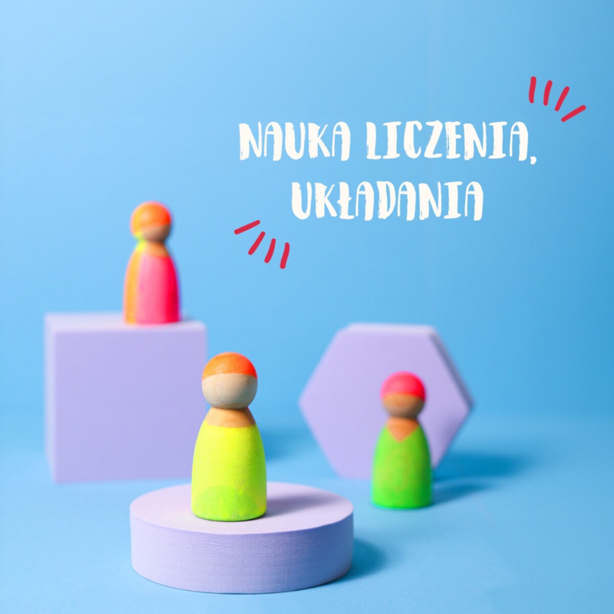 Drewniane figurki Przyjaciele do zabawy dla dzieci 3 szt. Neon Pink/Green Grimm's