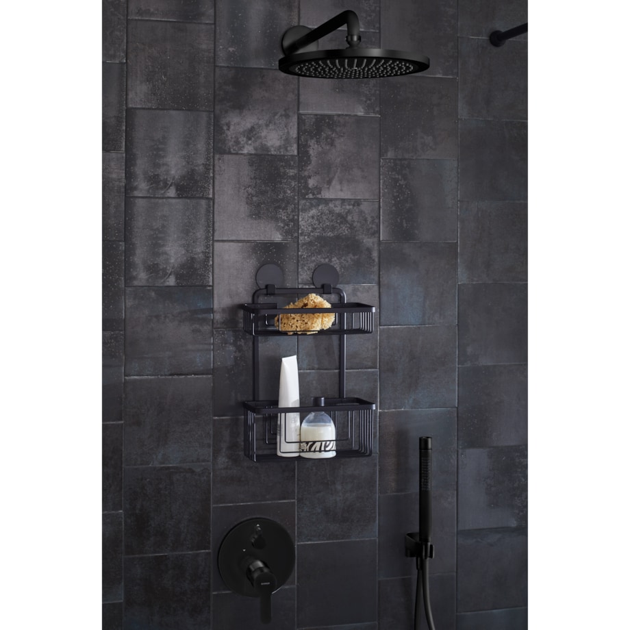 Kleine Wolke Rocco Podwójny Koszyk prysznicowy ścienny czarny mat