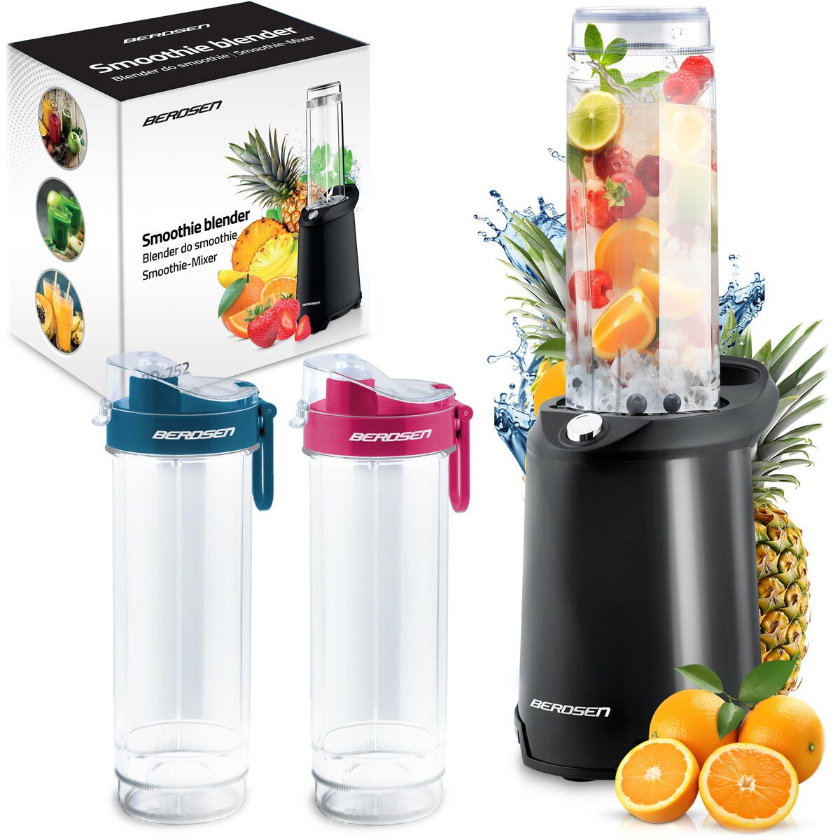 Blender kielichowy smoothie do koktajli Berdsen 700w + 2 butelki 0,57l