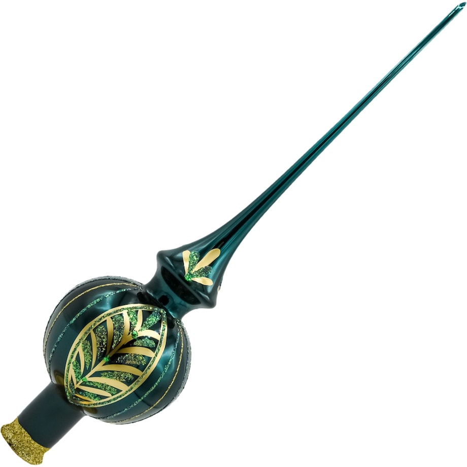 Bombka choinkowa: Czubek na choinkę: Brokatowy Liść