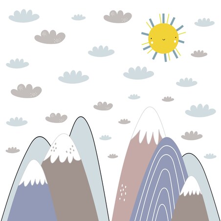 ZESTAW NAKLEJEK DLA DZIECI NA ŚCIANĘ PASTELOWE GÓRY CHMURY