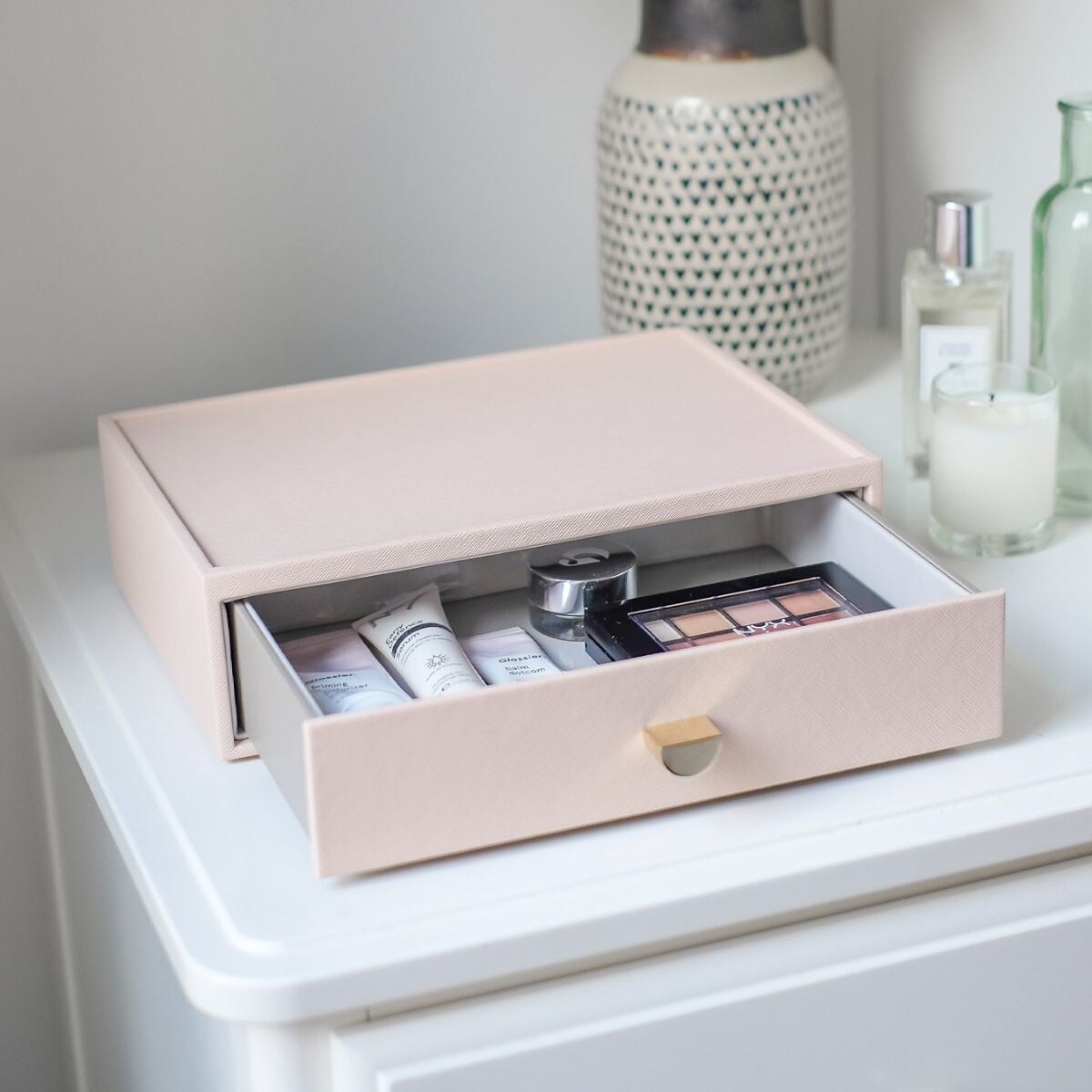 Organizer na kosmetyki Stackers różowy z szufladą