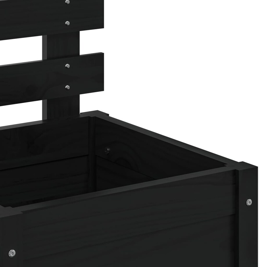 vidaXL Donica ogrodowa z trejażem, czarna, 39x39,5x114 cm, lita sosna