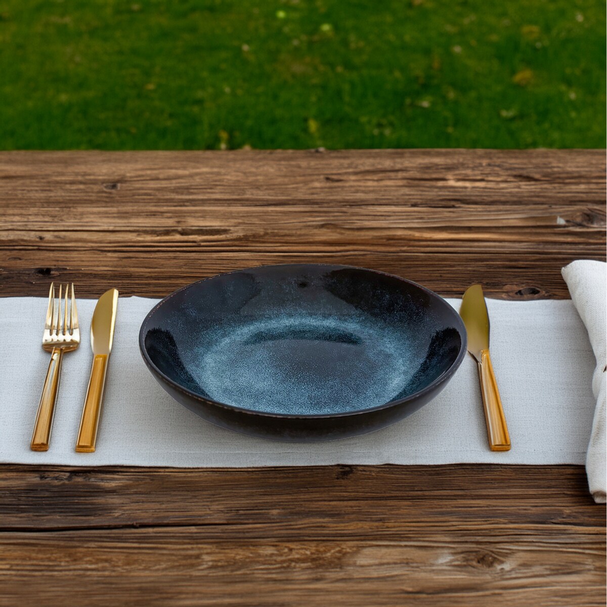 TALERZ GŁĘBOKI OBIADOWY DESEROWY NIEBIESKI 20CM CERAMICZNY OKRĄGŁY ZASTAWA