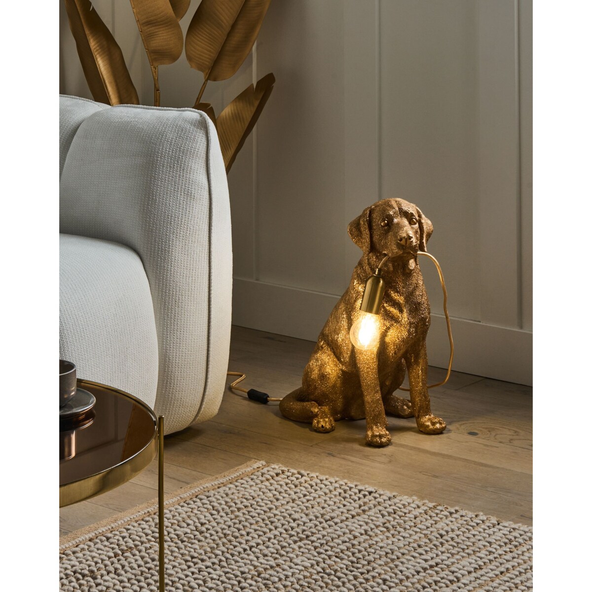 Lampa stołowa Pies MARLEY Złoty