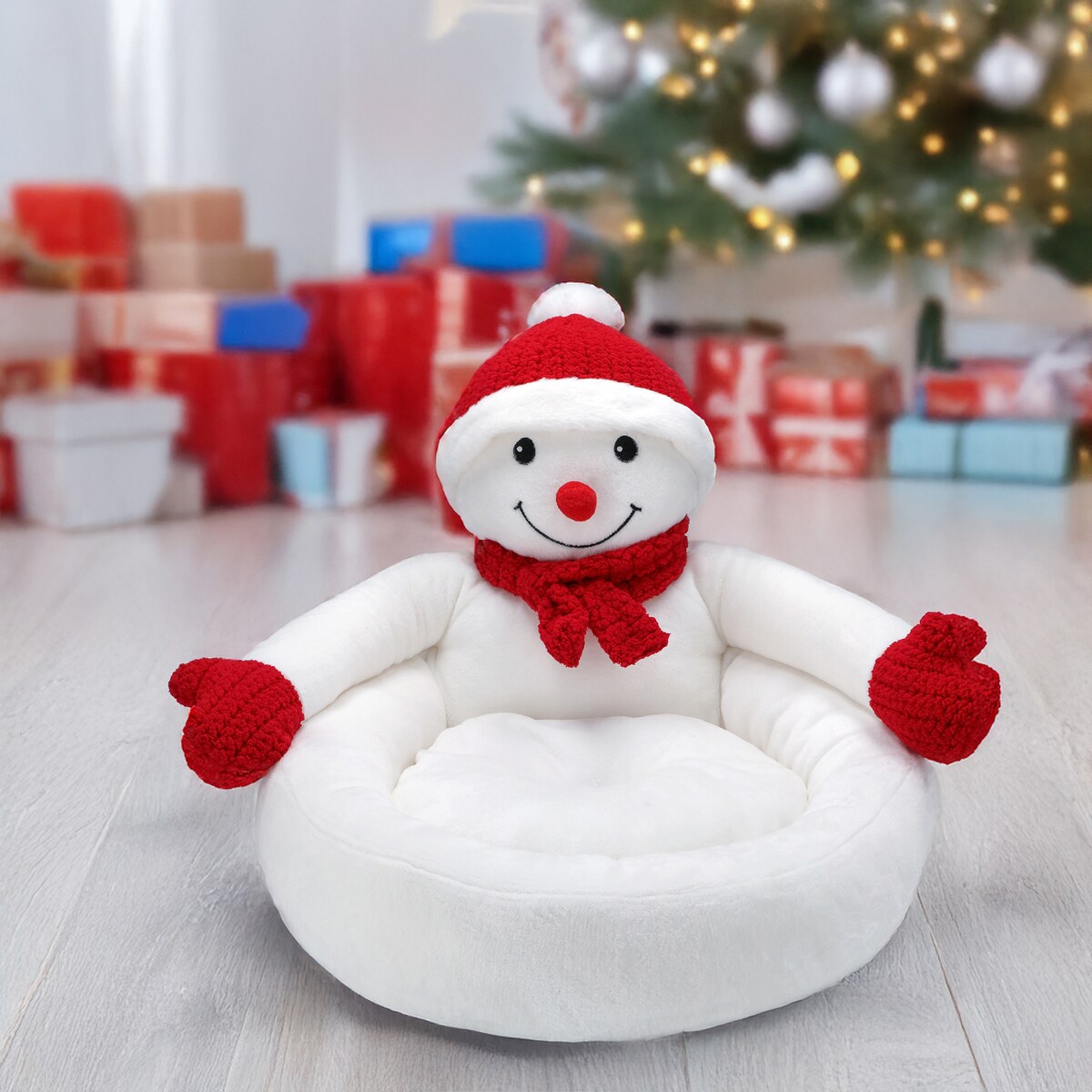 Legowisko Dla Psa Kota Zwierzę Świąteczne Miękkie Poduszka Bałwan 50X50