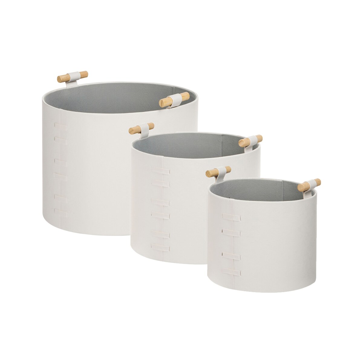 Zestaw 3 koszy z ekoskóry złamana biel ARAM