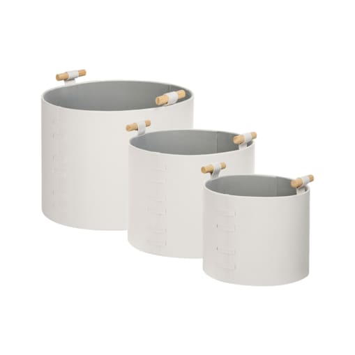 Zestaw 3 koszy z ekoskóry złamana biel ARAM