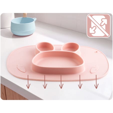 Talerzyk dla dziecka silikonowy do karmienia Królik różowy Ricokids