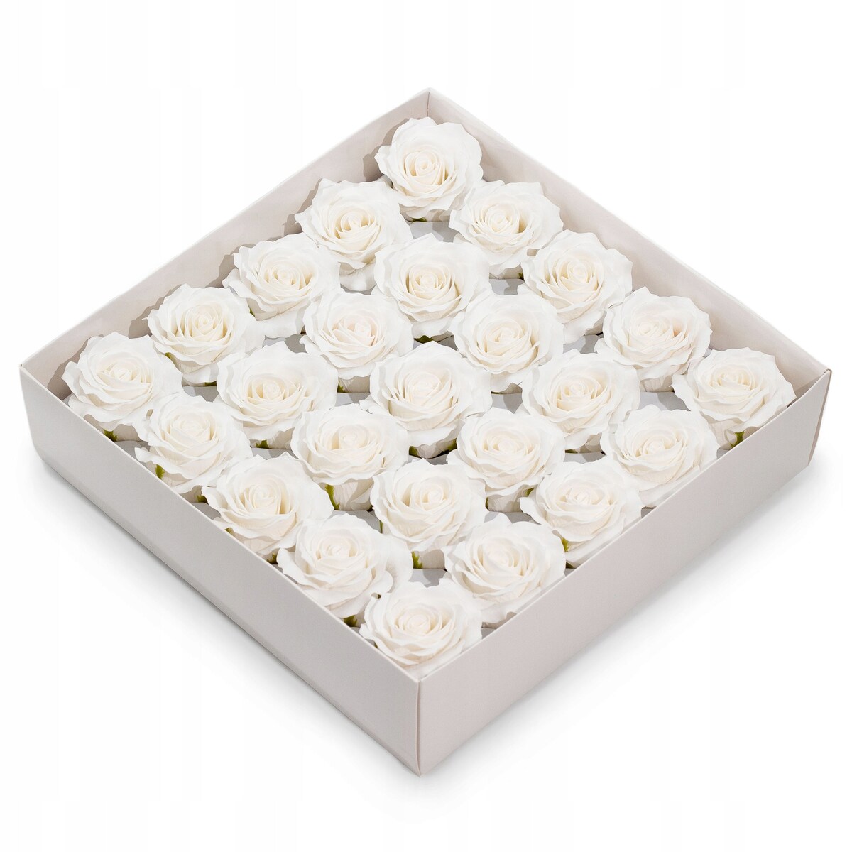 3x RÓŻA 5 warstwowa płatków rozkwitnięta BIAŁA KWIATY MYDLANE na box stroik