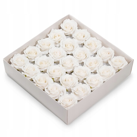 3x RÓŻA 5 warstwowa płatków rozkwitnięta BIAŁA KWIATY MYDLANE na box stroik