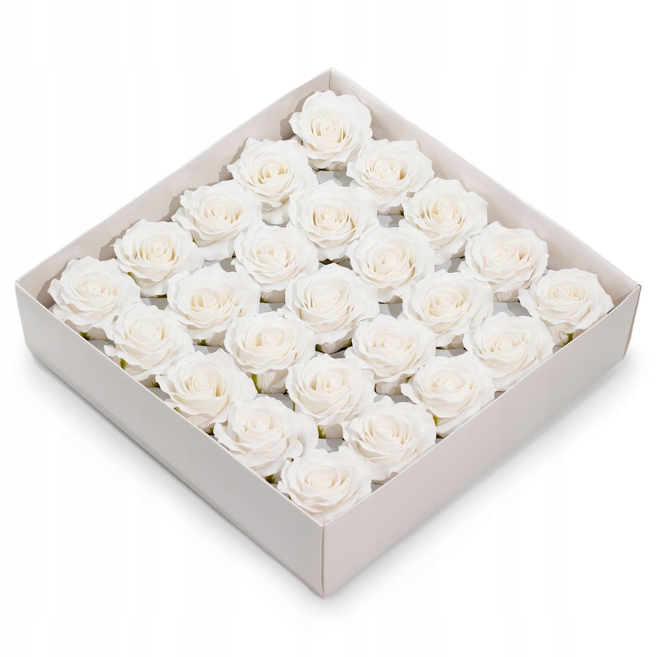 3x RÓŻA 5 warstwowa płatków rozkwitnięta BIAŁA KWIATY MYDLANE na box stroik