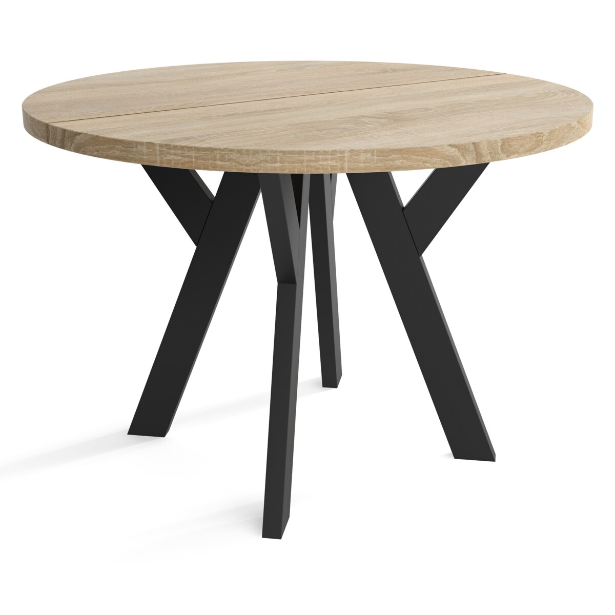 Stół rozkładany okrągły 100/200 - Dąb sonoma + n. czarne