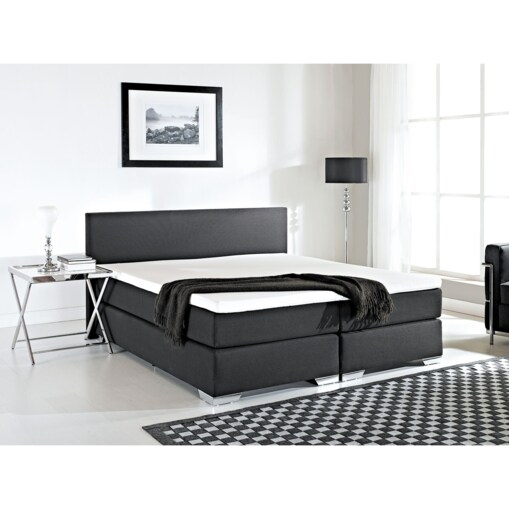 Łóżko kontynentalne tapicerowane 180 x 200 cm czarne PRESIDENT