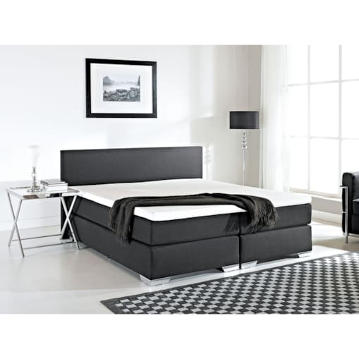 Łóżko kontynentalne tapicerowane 180 x 200 cm czarne PRESIDENT