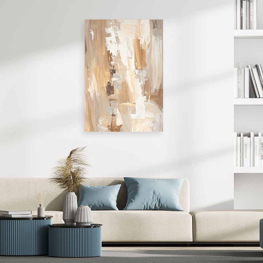 Obraz na płótnie, Beżowa Abstrakcja Tekstura Minimalistyczna 70x100 cm