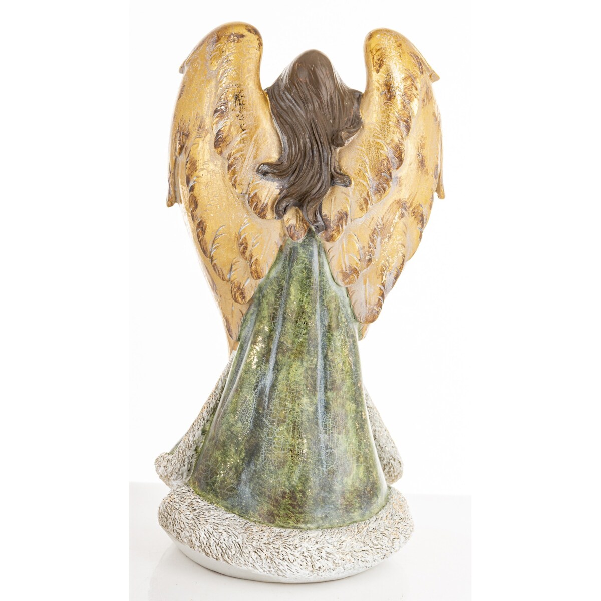 Dekoracja - anioł z dużymi złotymi skrzydłami 31,5x16,5x12,5 cm MALAIK