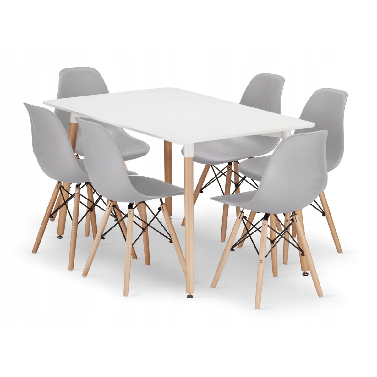 Zestaw Stół Do Jadalni Kuchni Salonu Biura Prostokątny Adria 120X80 Biały + 6 Krzeseł Osaka Szare