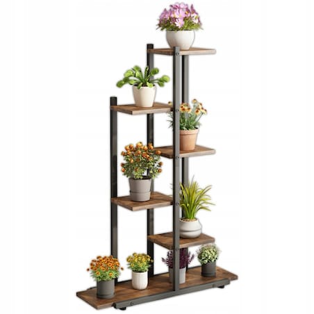 Kwietnik stojak na rośliny kwiaty doniczki rustykalny regał drewniane półki