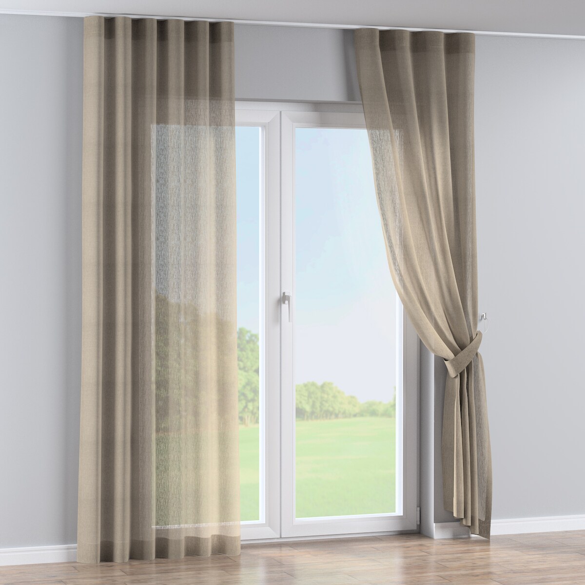 Zasłona na taśmie wave 130x245 beżowy