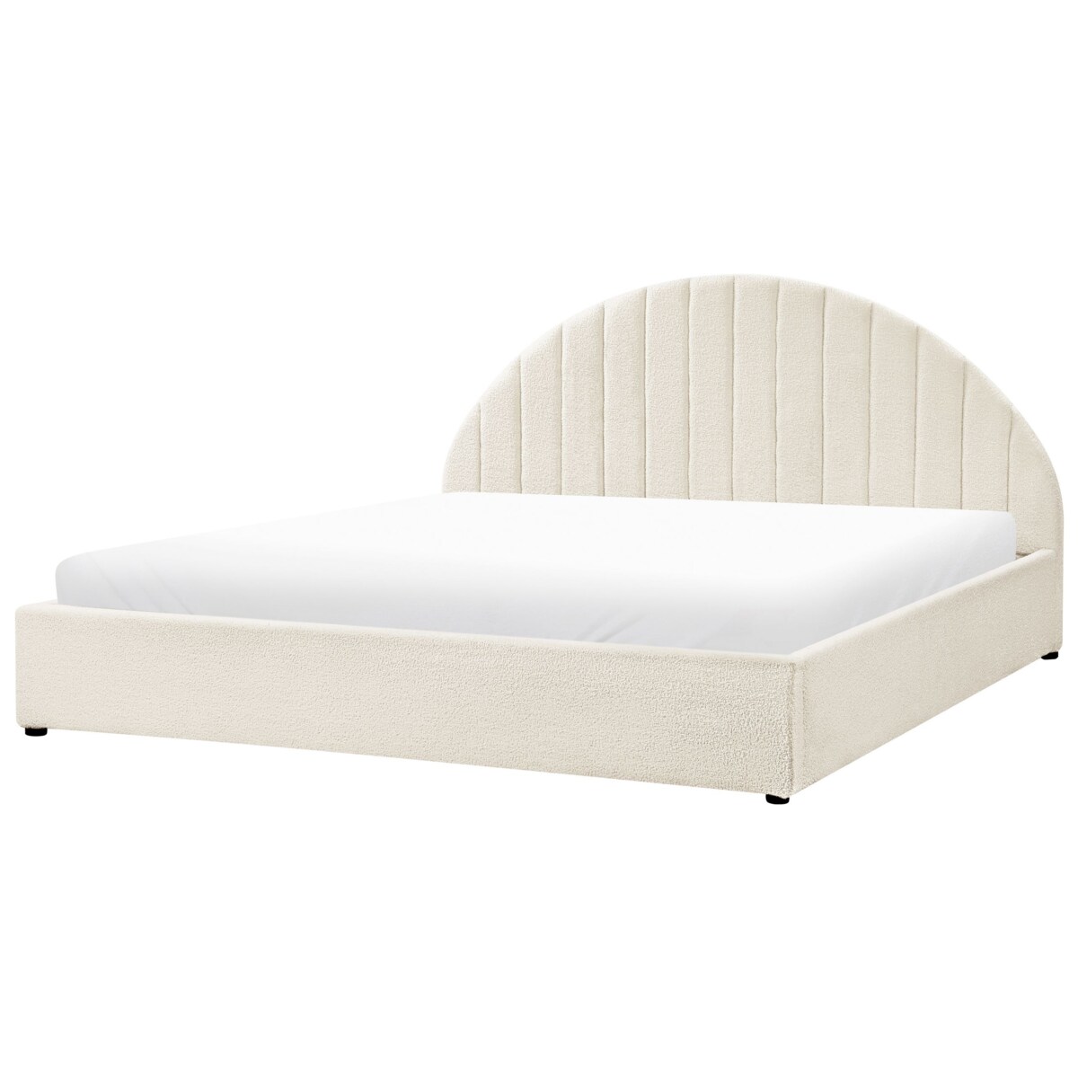 Łóżko z pojemnikiem boucle 180 x 200 cm złamana biel CHADENET