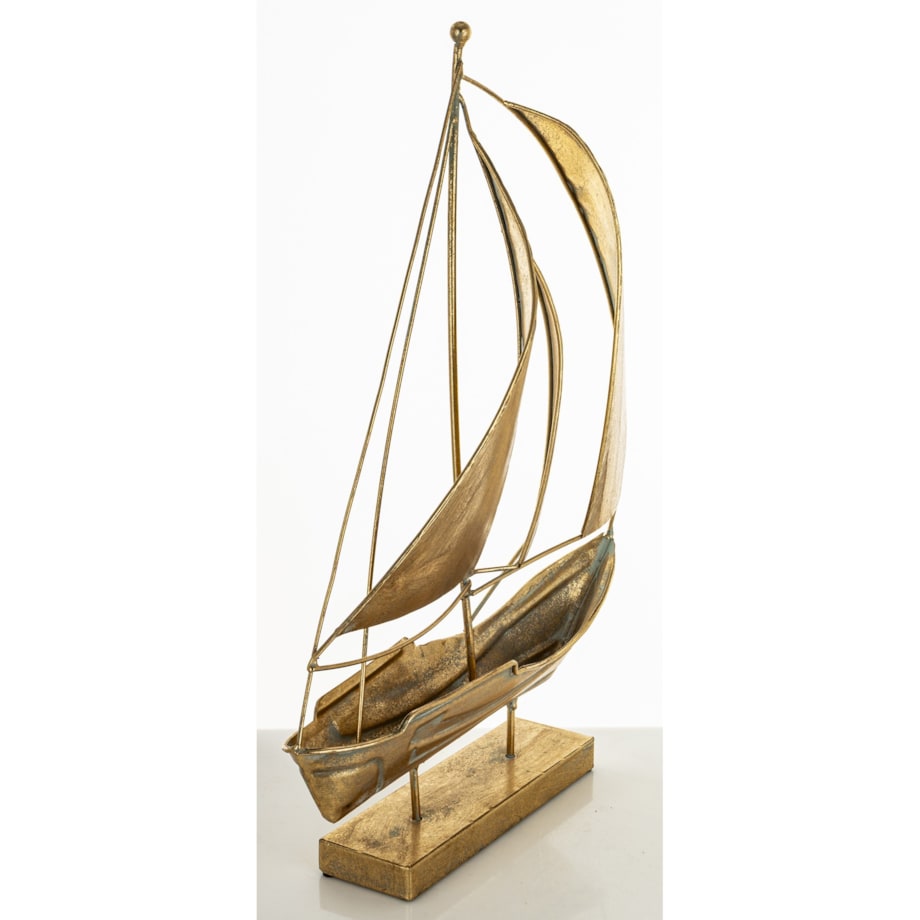 Dekoracja - złota żaglówka 45x33x8 cm KURUN-2 z 3 żaglami