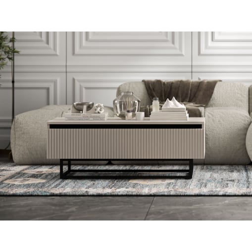 Stolik kawowy Glamour prostokątny elegancka ława Kaszmir Mat Czarny Stelaż 109 cm