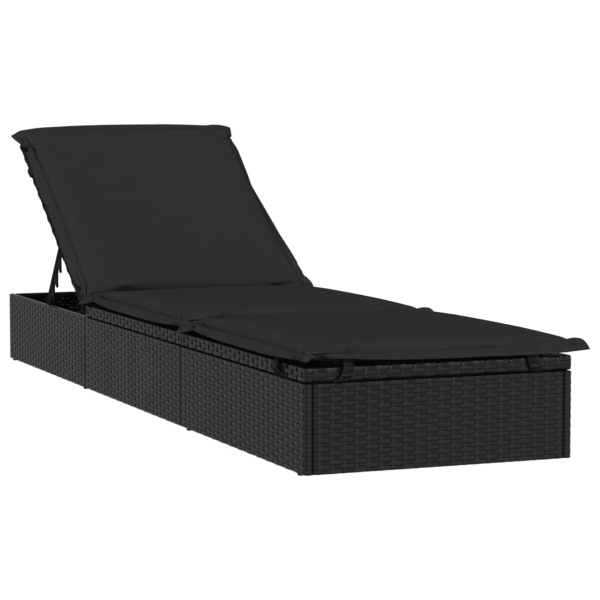 vidaXL Leżak z półokrągłym daszkiem, czarny, 211x57x140 cm, rattan PE