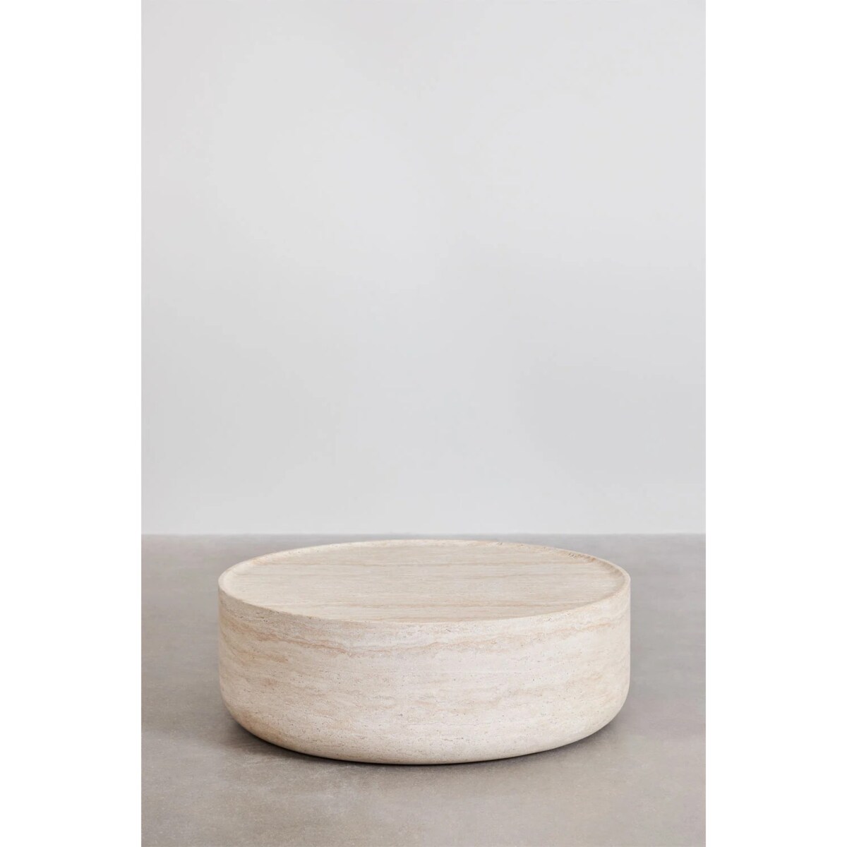 Cementowy stolik kawowy, wygląd trawertynu, Drullo 80 cm