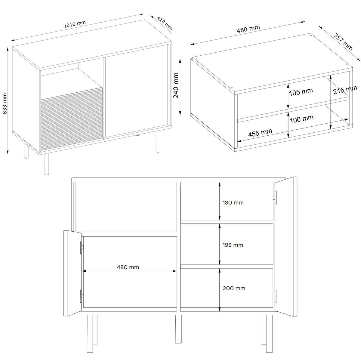 KONSIMO LOFTY Komoda w stylu loft na wysokich nogach