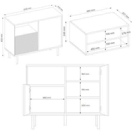 KONSIMO LOFTY Komoda w stylu loft na wysokich nogach